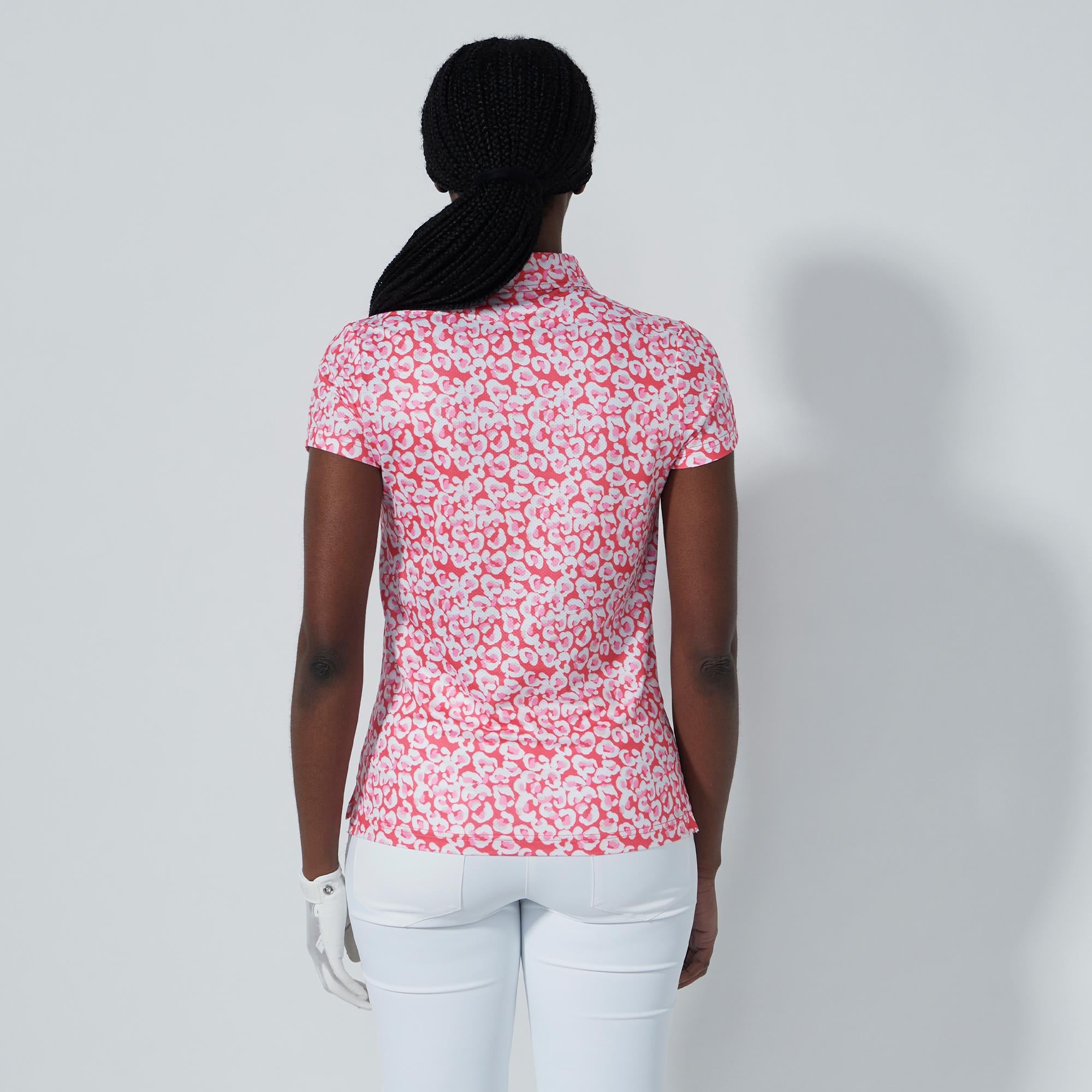 Daily Sports Sheermotion Ladies Golf Polo Shirt Leo Coral